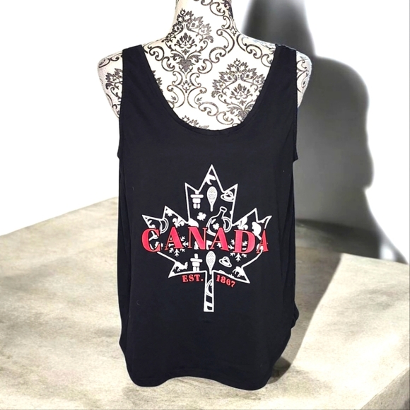Source Unknown Tops - SOURCE UNKNOWN Black Canada Tank Top - Large